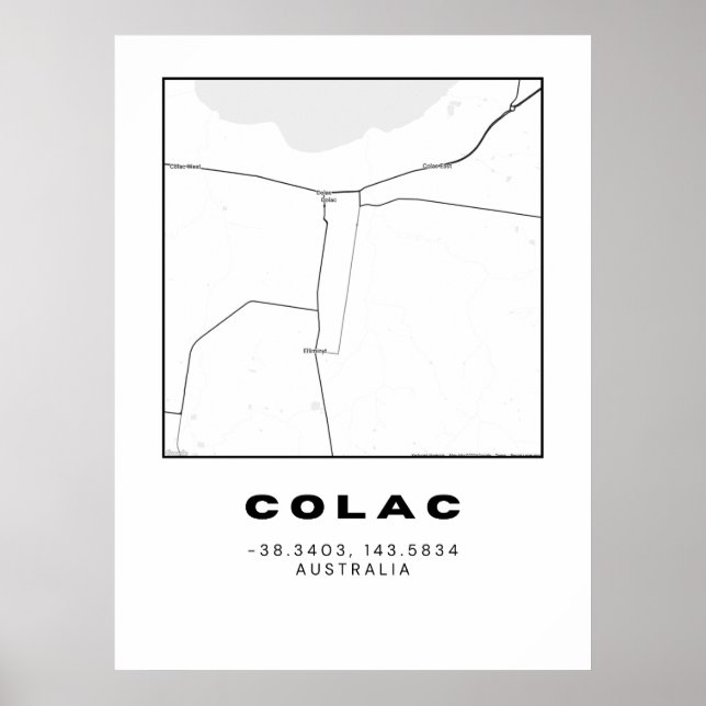 Póster Mapa minimalista de Colac con coordenadas (Frente)