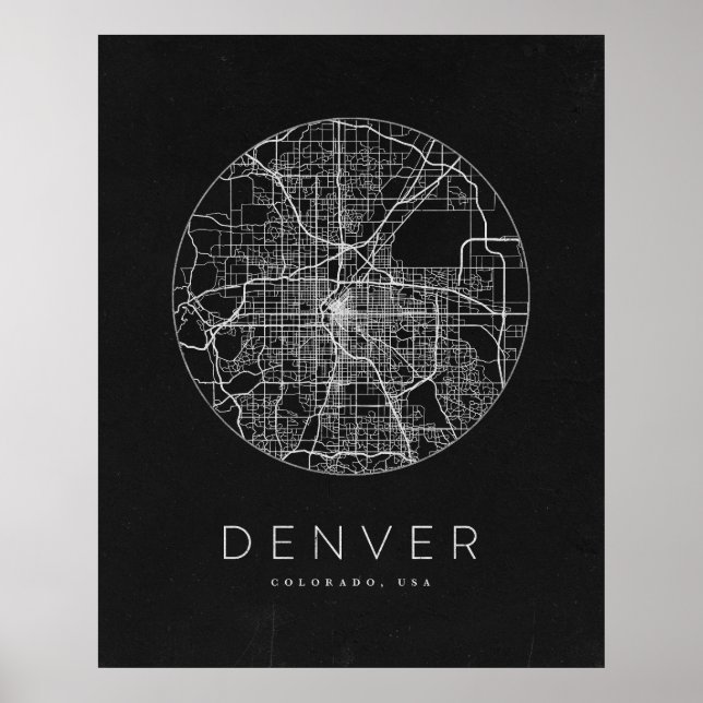 Póster Mapa minimalista de Denver City (Frente)