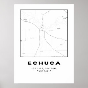 Póster Mapa minimalista de Echuca con coordenadas