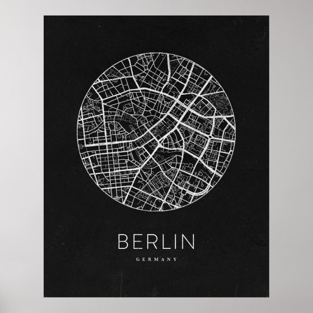 Póster Mapa minimalista de la ciudad de Berlín (Frente)