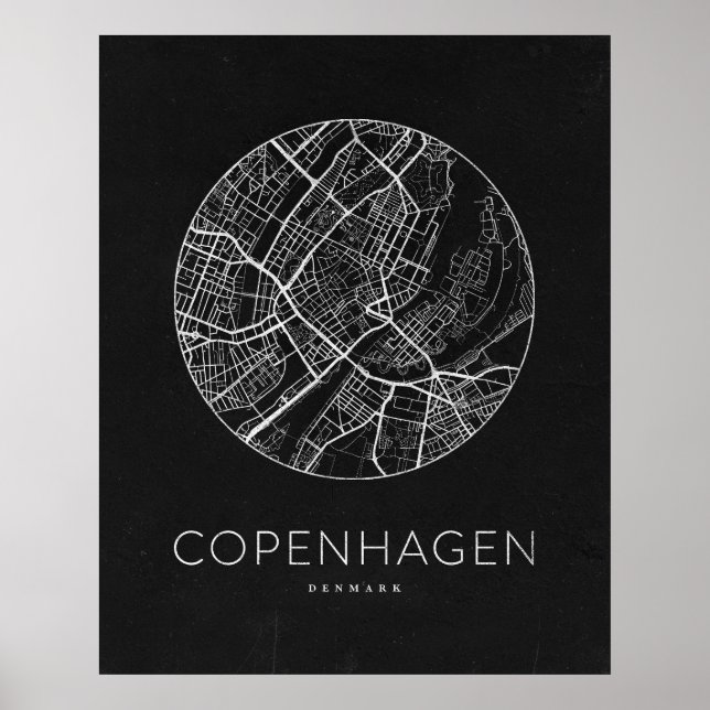 Póster Mapa minimalista de la ciudad de Copenhague (Frente)