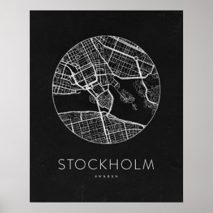 Póster Mapa minimalista de la ciudad de Estocolmo