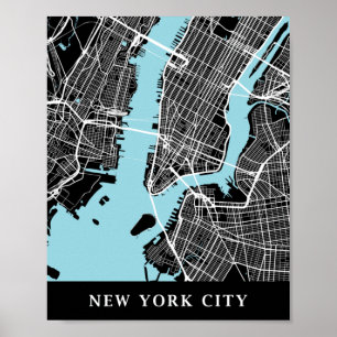 Póster Mapa Minimalista de la ciudad de Nueva York