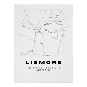 Póster Mapa minimalista de Lismore con coordenadas