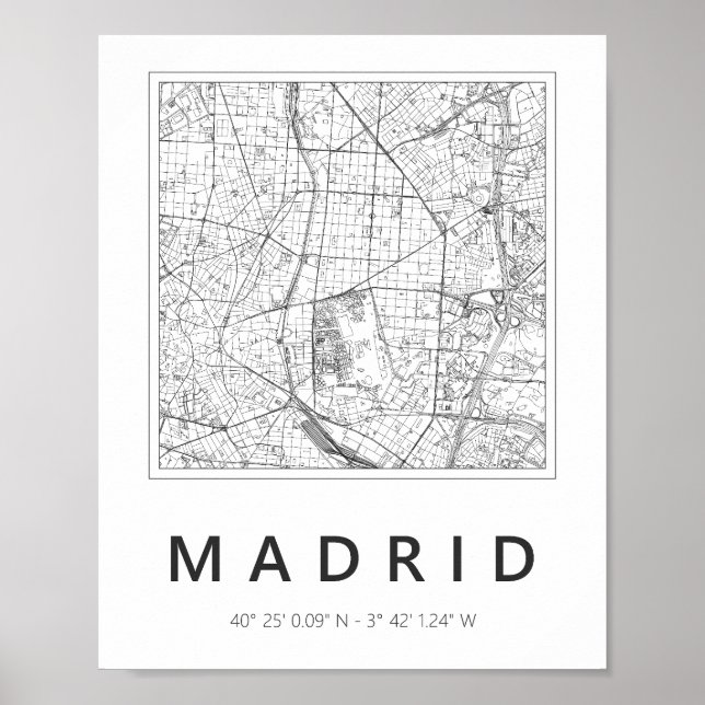 Póster Mapa minimalista de Madrid (Frente)