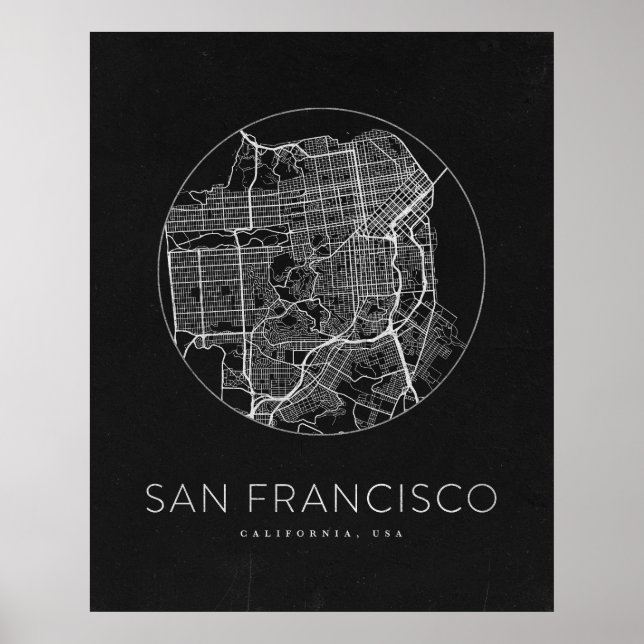 Póster Mapa minimalista de San Francisco (Frente)