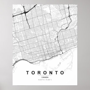 Póster Mapa minimalista de Toronto (negro y blanco)