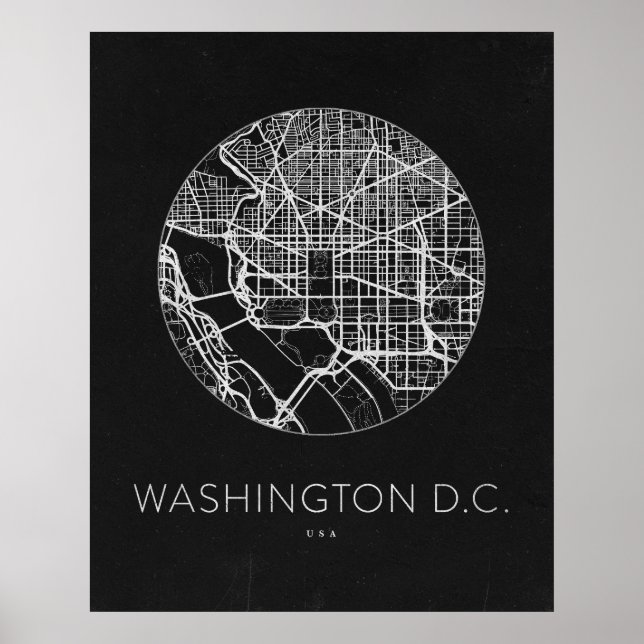 Póster Mapa minimalista de Washington DC City (Frente)
