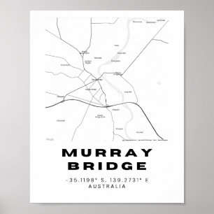 Póster Mapa minimalista del puente murray con coordenadas