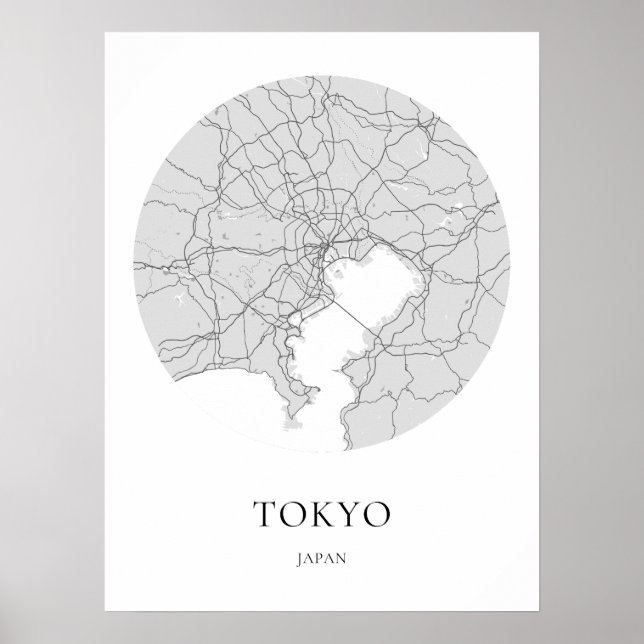 Póster Mapa Minimalista simple de Tokio (Frente)