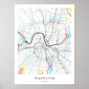 Póster Mapa mínimo simple de Nashville Tennessee Resumen