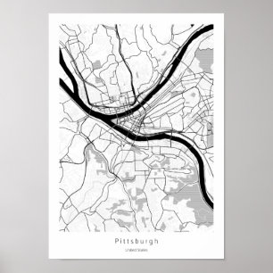 Póster Mapa Mínimo Simple Moderno de Pittsburgh Pennsylva