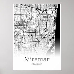 Póster Mapa Miramar - Florida - Poster de Mapa de Ciudad