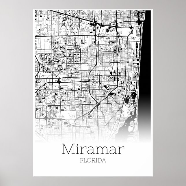 Póster Mapa Miramar - Florida - Poster de Mapa de Ciudad (Frente)