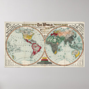 Póster Mapa misionero del mundo 1902