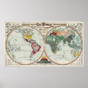 Póster Mapa misionero del mundo (1902)
