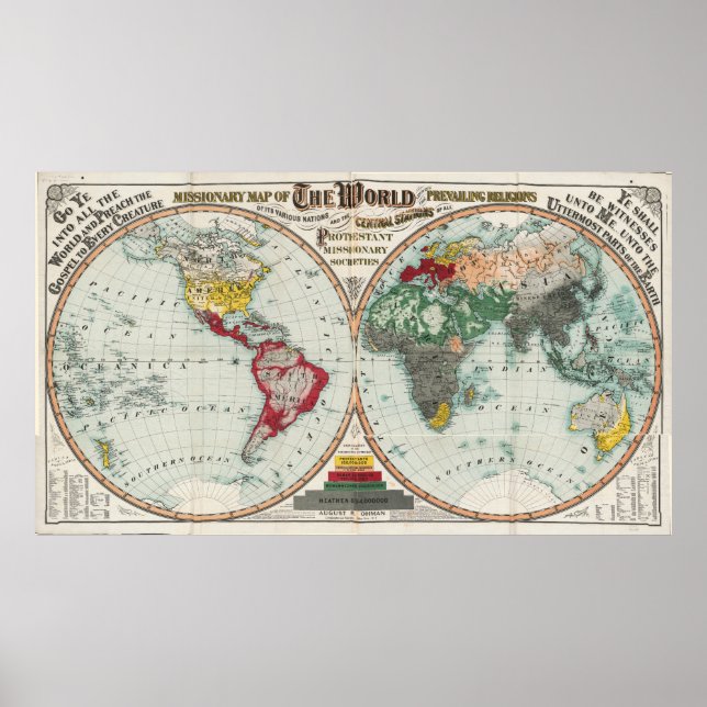 Póster Mapa misionero del mundo (1902) (Frente)