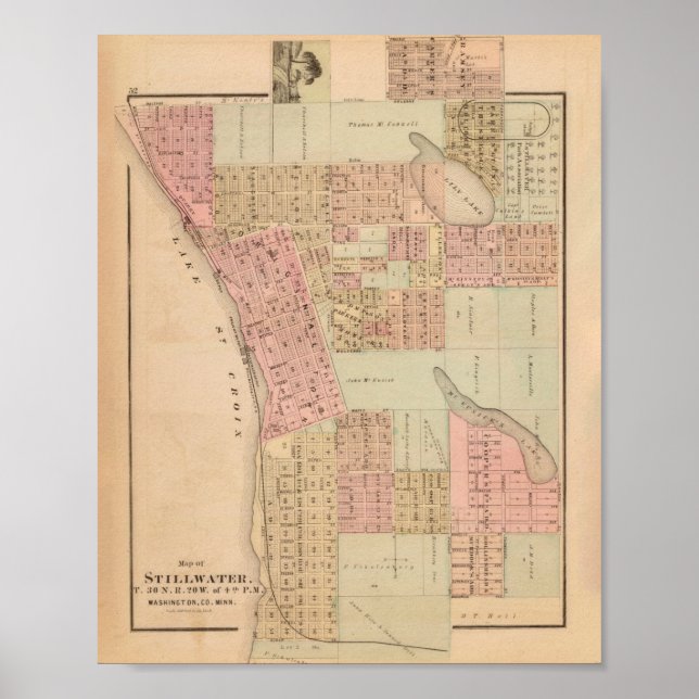 Póster Mapa MN de aguas residuales (1874) (Frente)
