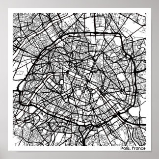 Póster Mapa moderno abstracto de la ciudad de París