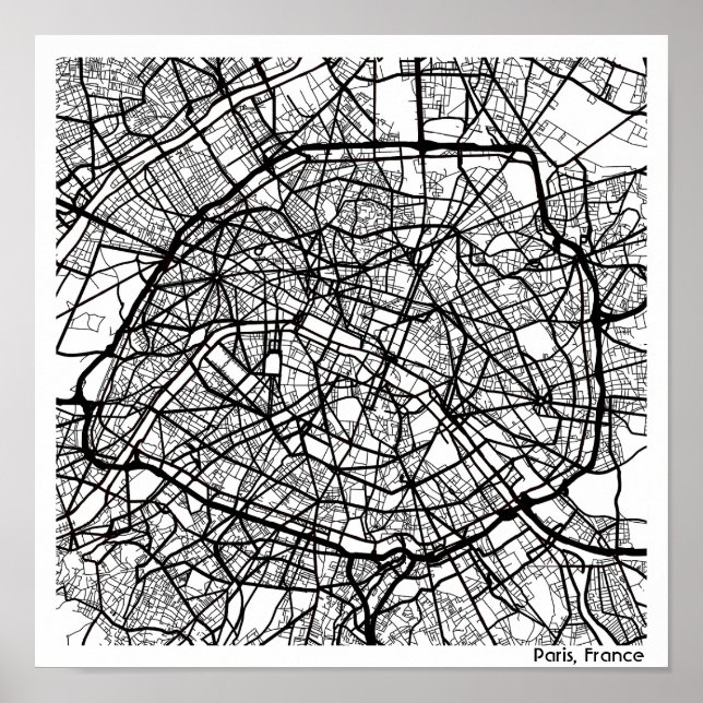 Póster Mapa moderno abstracto de la ciudad de París (Frente)