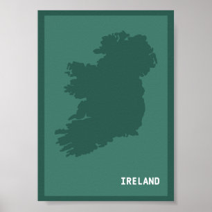 Póster Mapa Moderno De Irlanda / Éire Isla Esmeralda Ir
