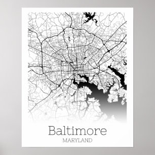 Póster Mapa moderno de la ciudad de Baltimore