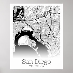 Póster Mapa moderno de la ciudad de San Diego