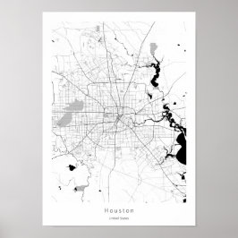 Póster Mapa moderno de la ciudad mínima de Houston Texas