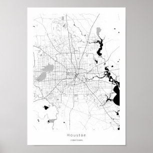 Póster Mapa moderno de la ciudad mínima de Houston Texas