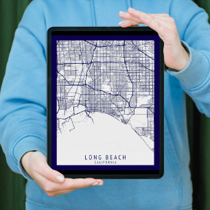 Póster Mapa moderno de Long Beach City