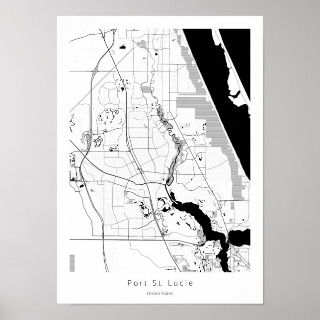 Póster Mapa moderno de Port St Saint Lucie Florida (Frente)