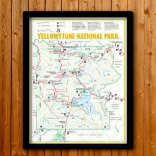 Póster Mapa moderno del Parque Nacional Yellowstone
