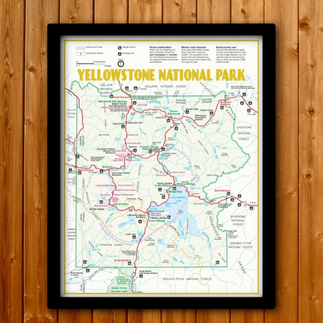Póster Mapa moderno del Parque Nacional Yellowstone (Subido por el creador)