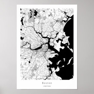 Póster Mapa moderno mínimo de Ciudad Blanca en Boston Mas