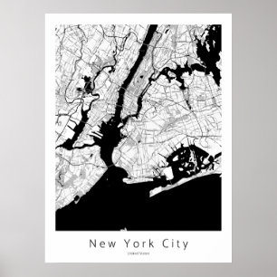 Póster Mapa moderno mínimo de la ciudad de Nueva York