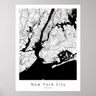 Póster Mapa moderno mínimo de la ciudad de Nueva York