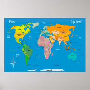 Póster Mapa mundial