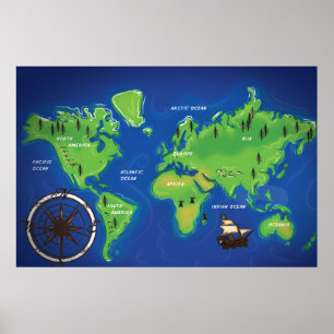 Póster Mapa mundial