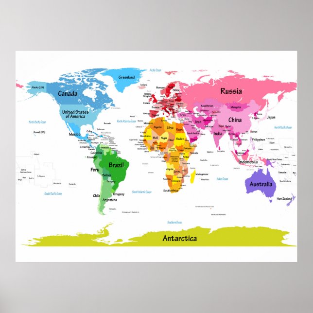 Póster Mapa mundial (Frente)