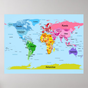 Póster Mapa mundial