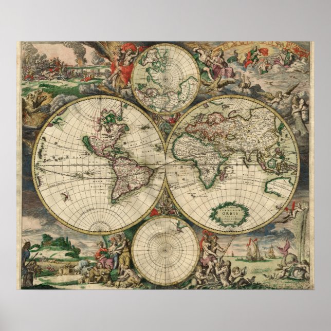 Póster Mapa Mundial - 1689 (Frente)