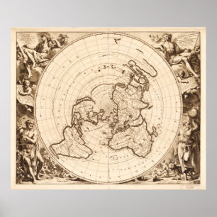 Póster Mapa Mundial 1713 (Planisphere terrestre)