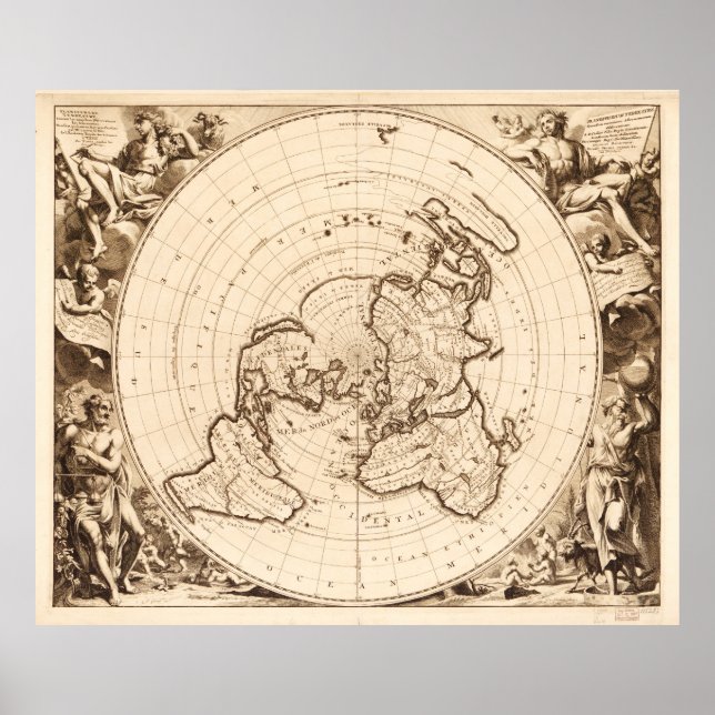 Póster Mapa Mundial 1713 (Planisphere terrestre) (Frente)