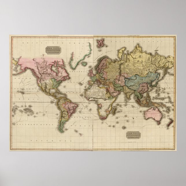 Póster Mapa Mundial (1812) (Frente)
