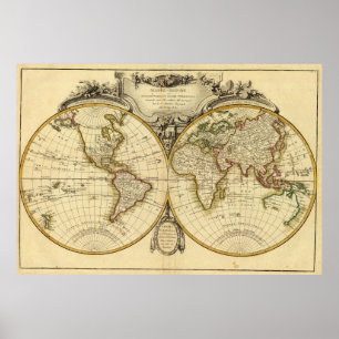 Póster Mapa Mundial Antiguo de Moda (1782)