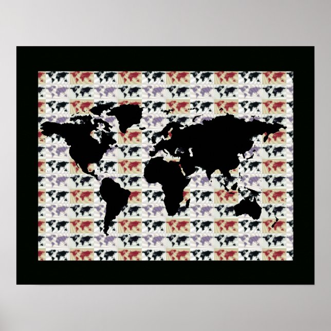 Póster mapa mundial con patrón (Frente)