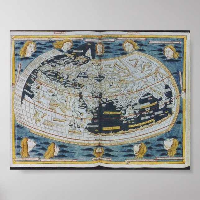Póster Mapa Mundial de 1482 (Frente)