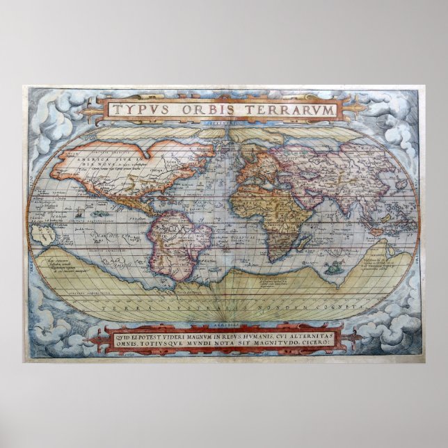 Póster Mapa Mundial de 1572 (Frente)