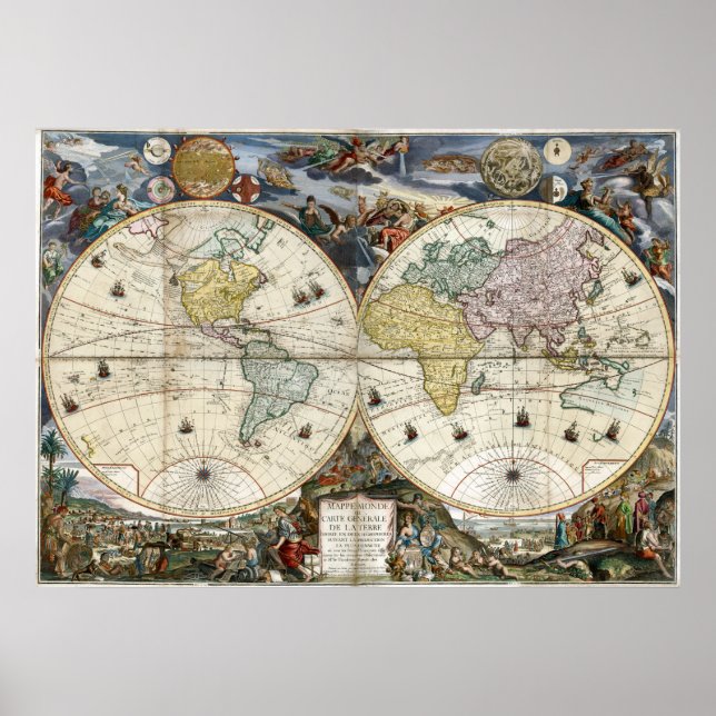 Póster Mapa Mundial de 1766 (Frente)