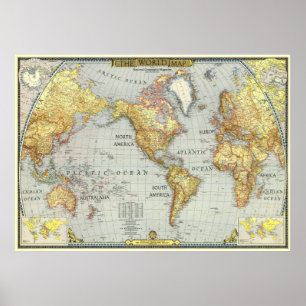 Póster Mapa mundial de 1943